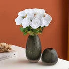 12 Pcs White Artificial Roses – Real Touch Silk Flowers