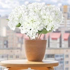 5 Pcs White Silk Hydrangea Flowers – 18"