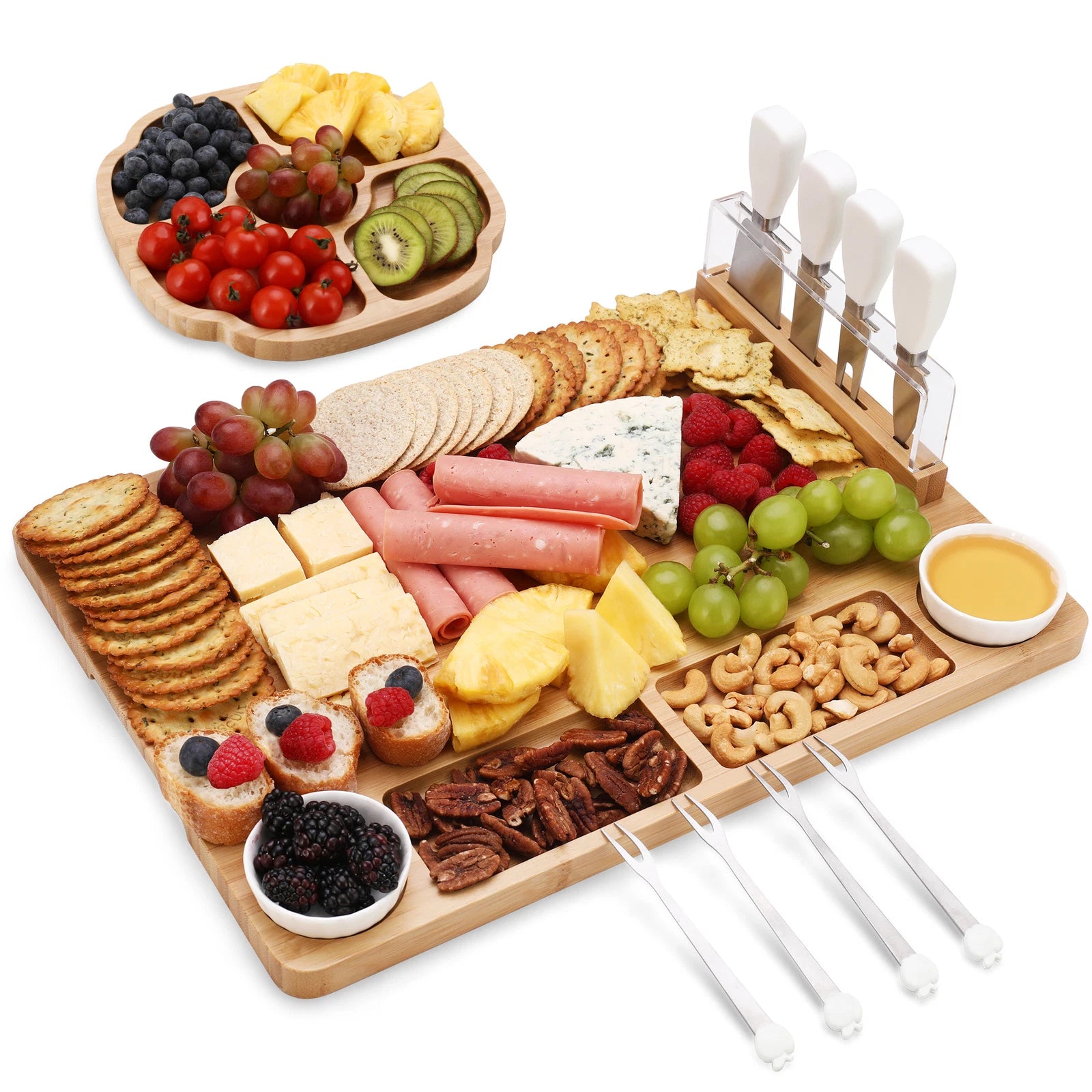 13-Piece Large Bamboo Charcuterie & Cheese Board Set