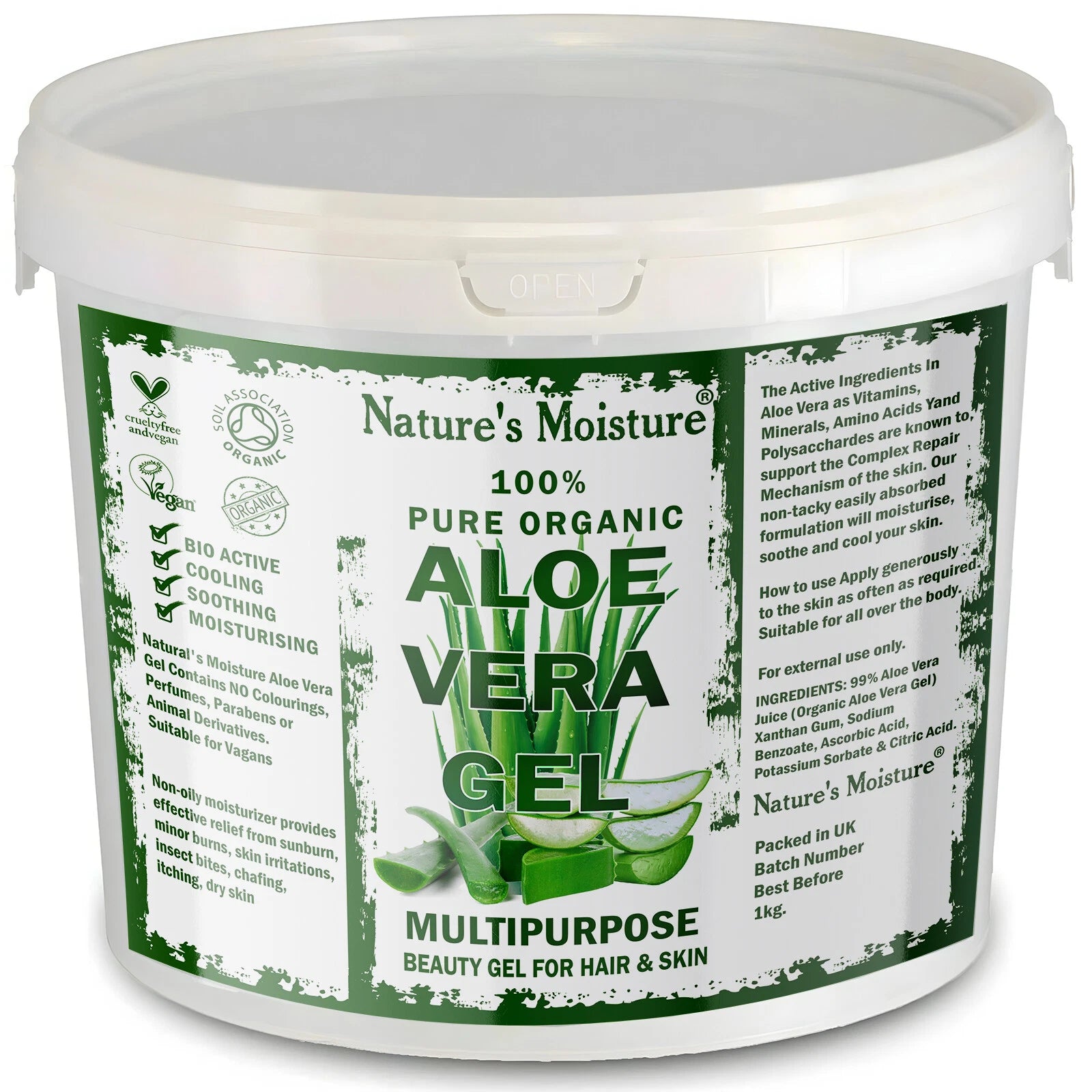 100% Pure Aloe Vera Gel – Natural Organic Soothing Gel for Hair & Skin