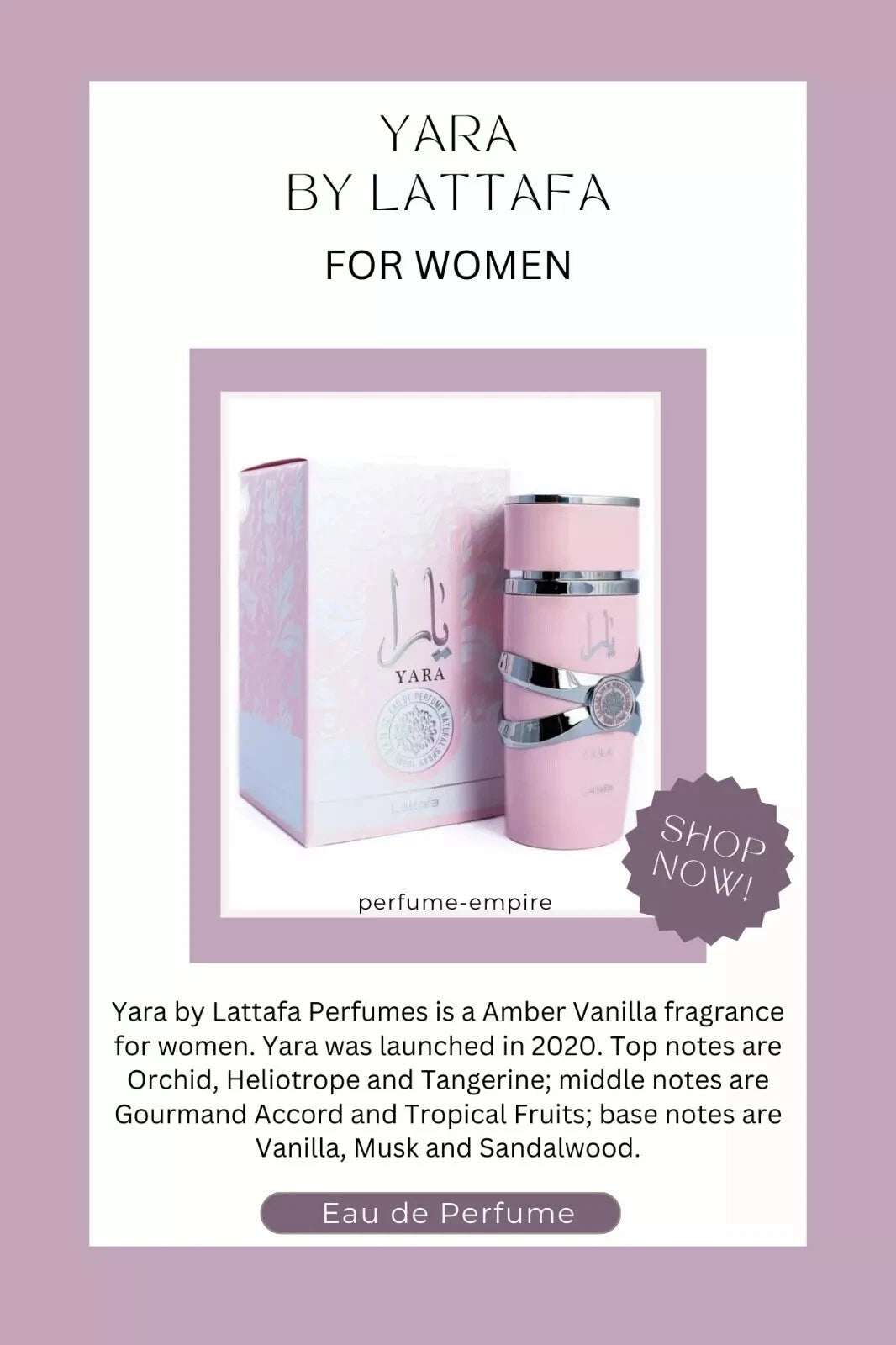 Lattafa Yara EDP for Women 100ml / 3.4oz – Brand New