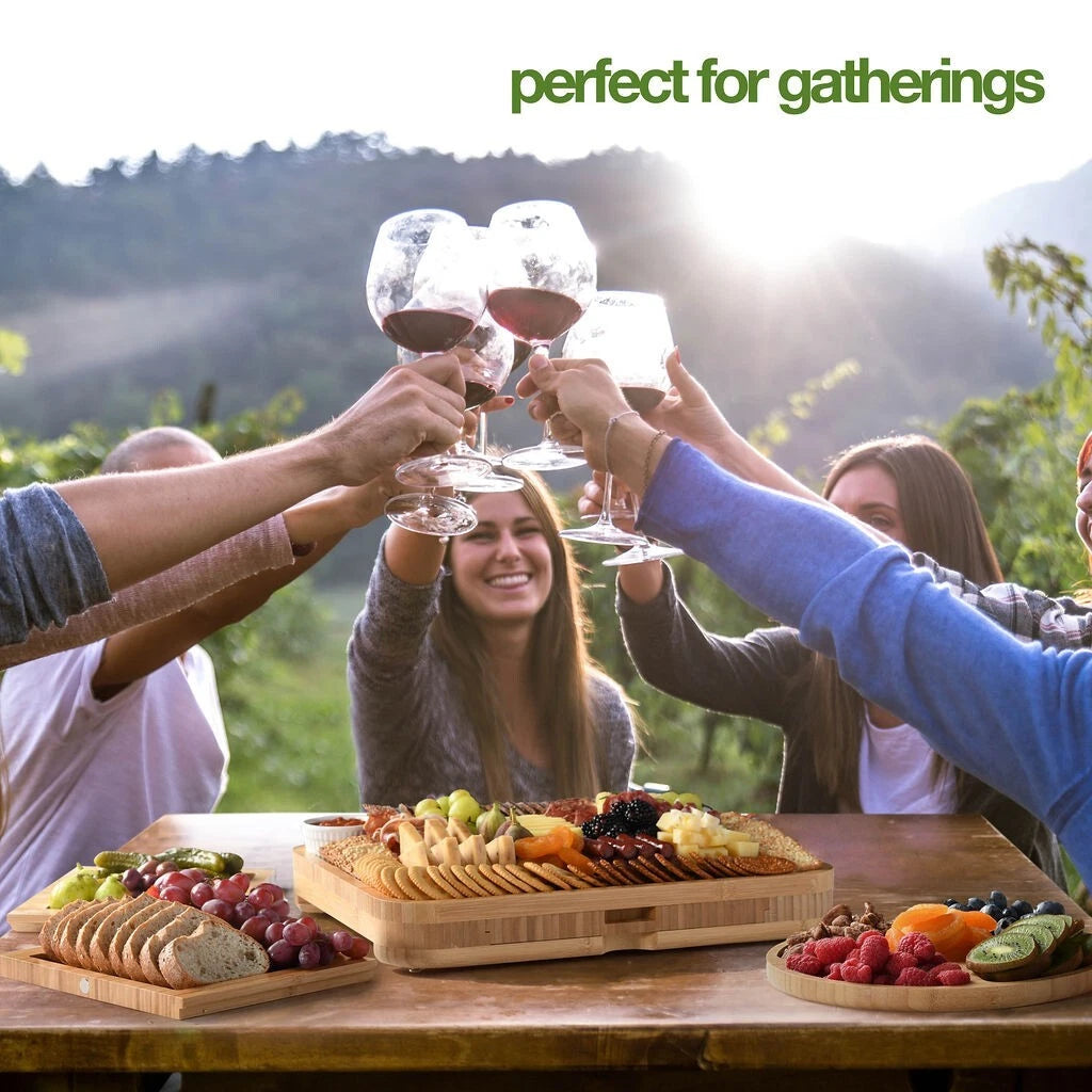 Extra-Large Bamboo Cheese & Charcuterie Board Gift Set