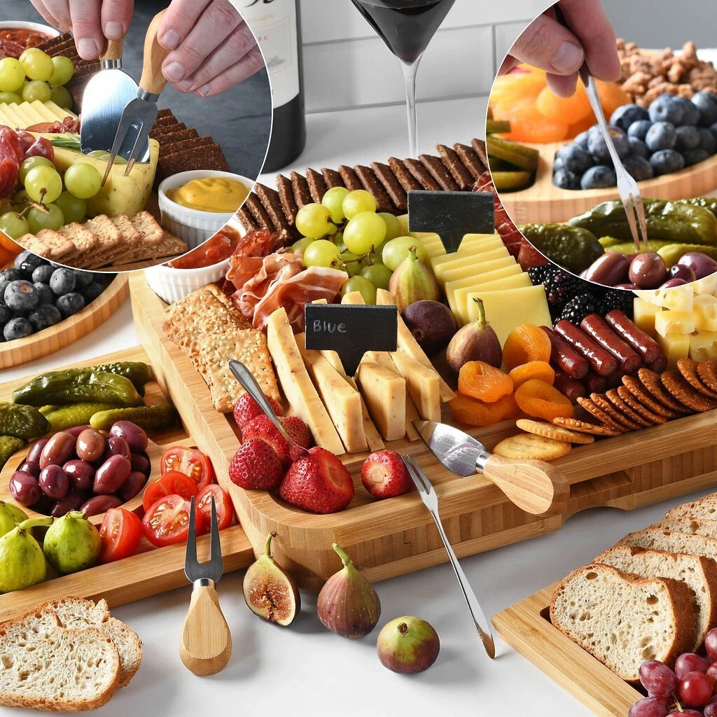 Extra-Large Bamboo Cheese & Charcuterie Board Gift Set