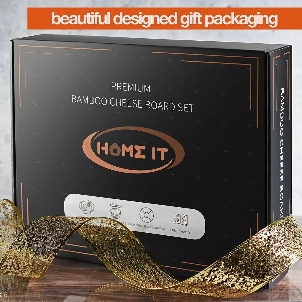 Extra-Large Bamboo Cheese & Charcuterie Board Gift Set