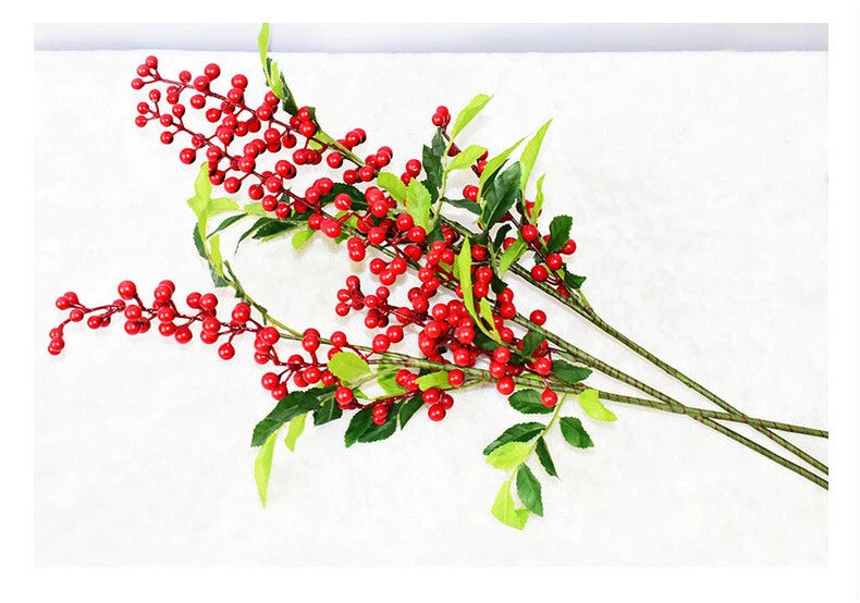 Artificial Red Berry Spray Stem – Autumn & Christmas Decor