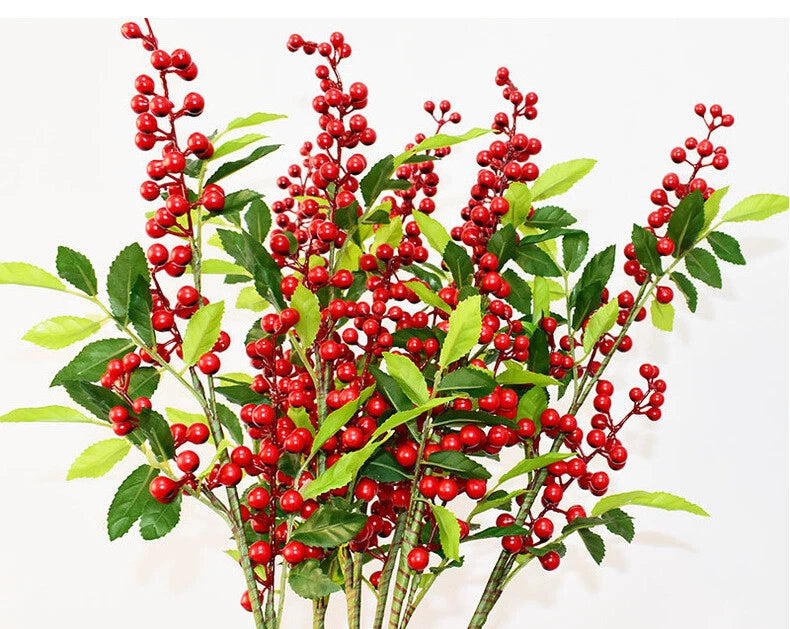 Artificial Red Berry Spray Stem – Autumn & Christmas Decor