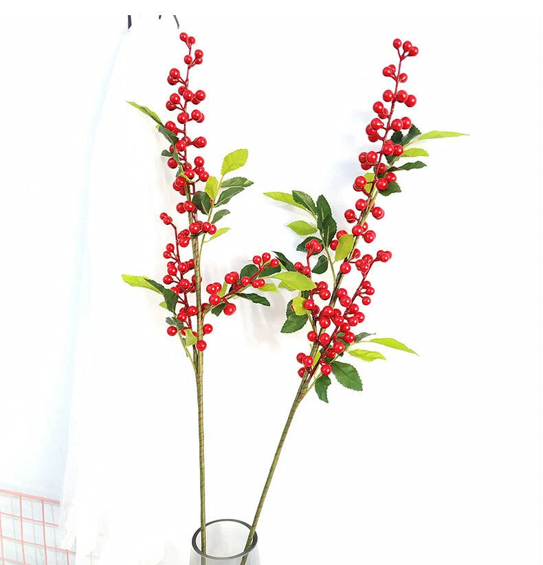 Artificial Red Berry Spray Stem – Autumn & Christmas Decor