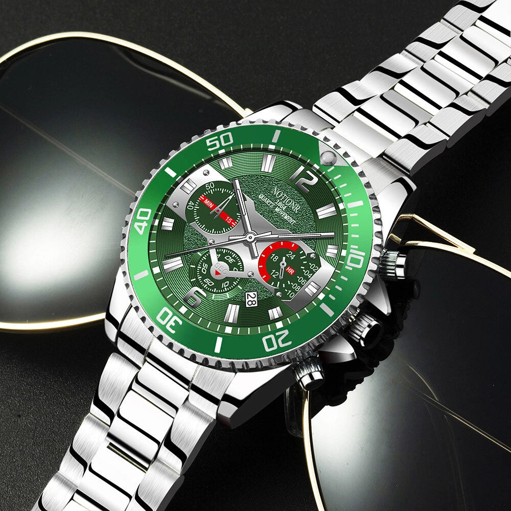 NOTIONR Classic Men’s Steel Quartz Watch – Luminous Waterproof Date