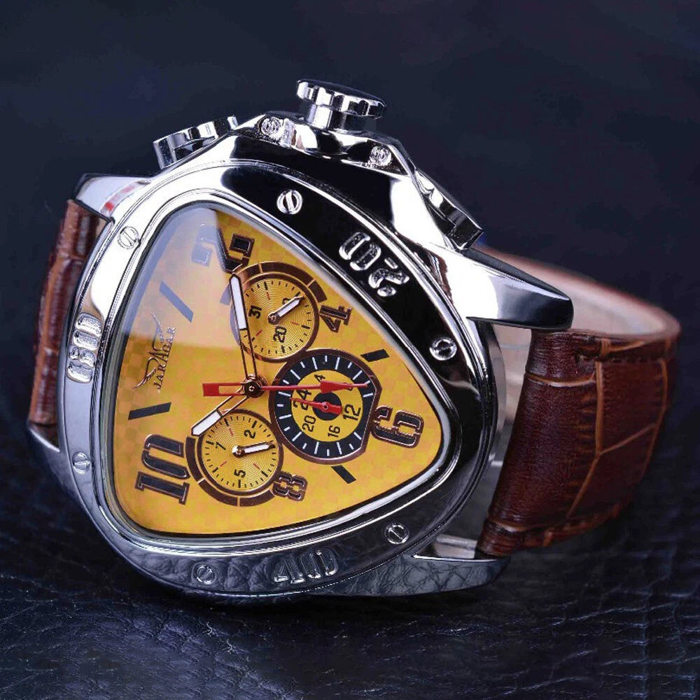 JARAGAR Men’s Geometric Triangle Automatic Mechanical Sports Watch