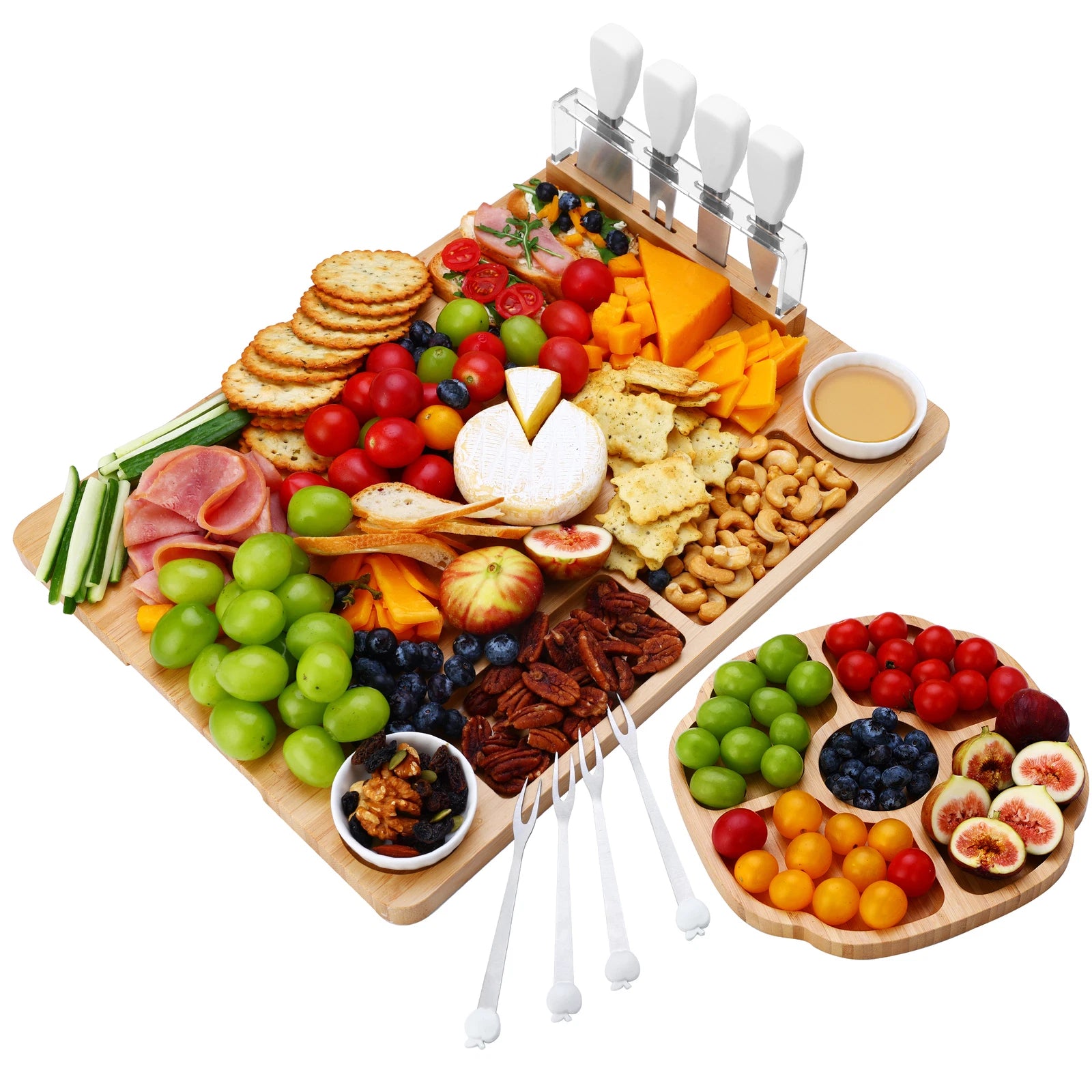 13-Piece Large Bamboo Charcuterie & Cheese Board Set