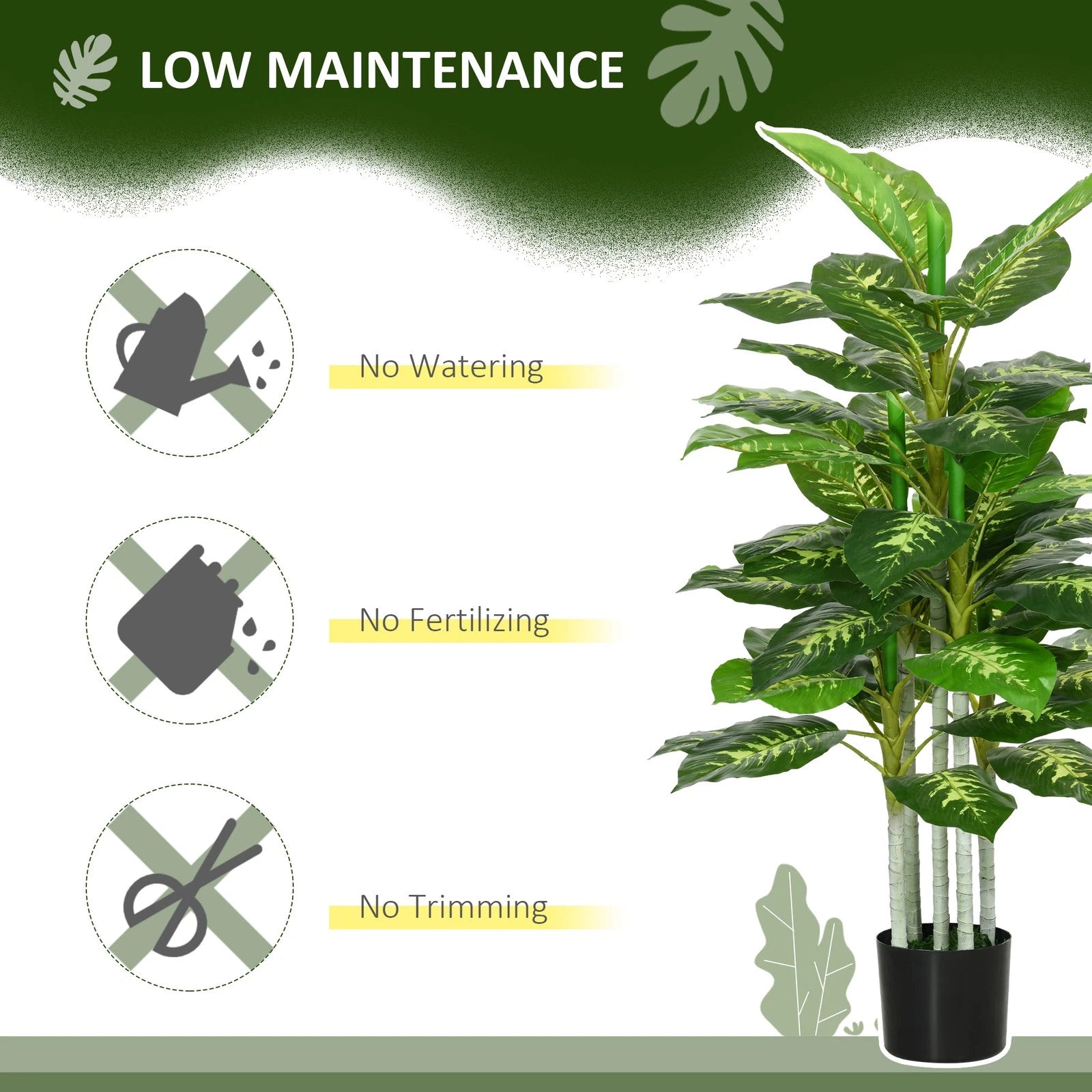 HOMCOM 120cm Artificial Evergreen Tree – Faux Plant in Pot