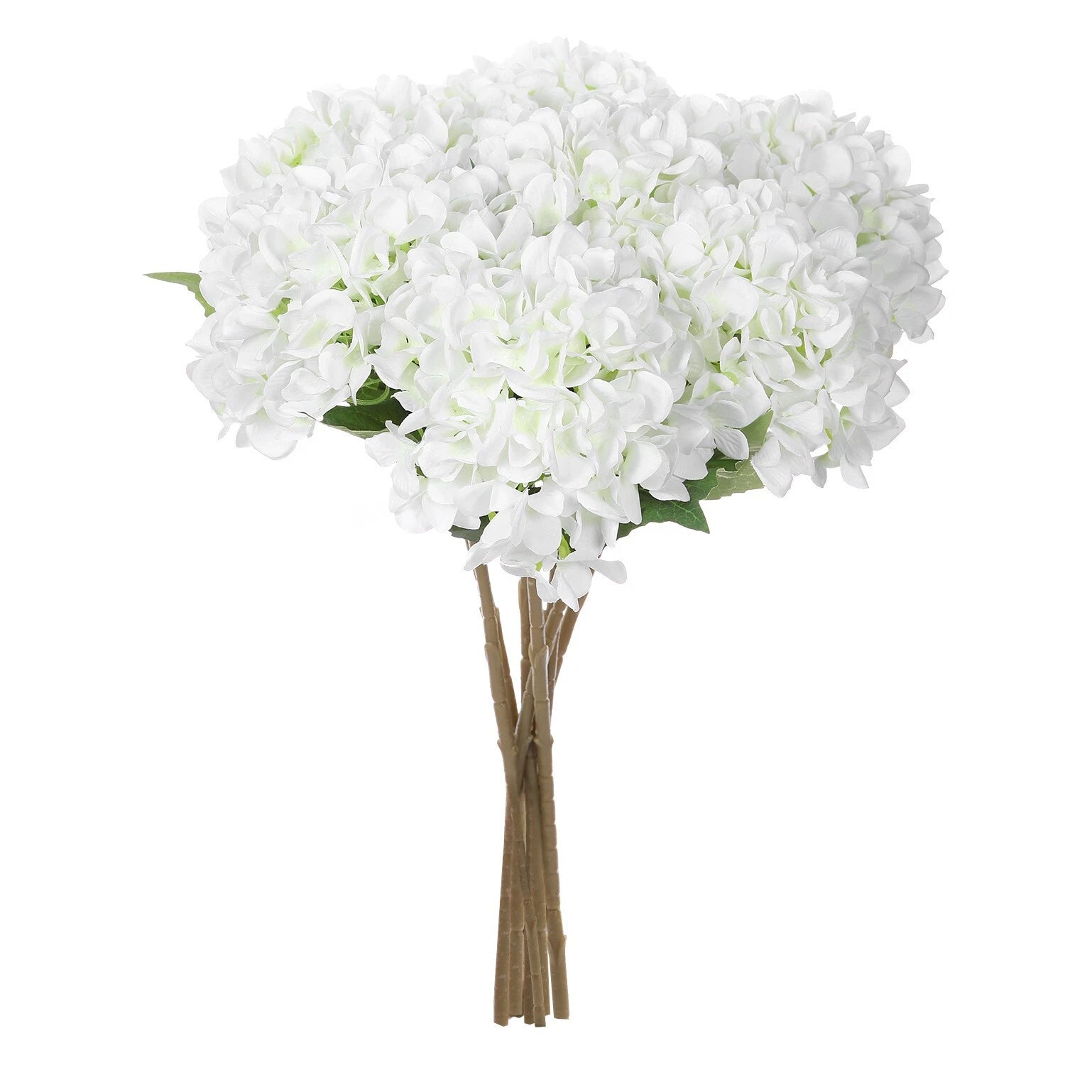 5 Pcs White Silk Hydrangea Flowers – 18"