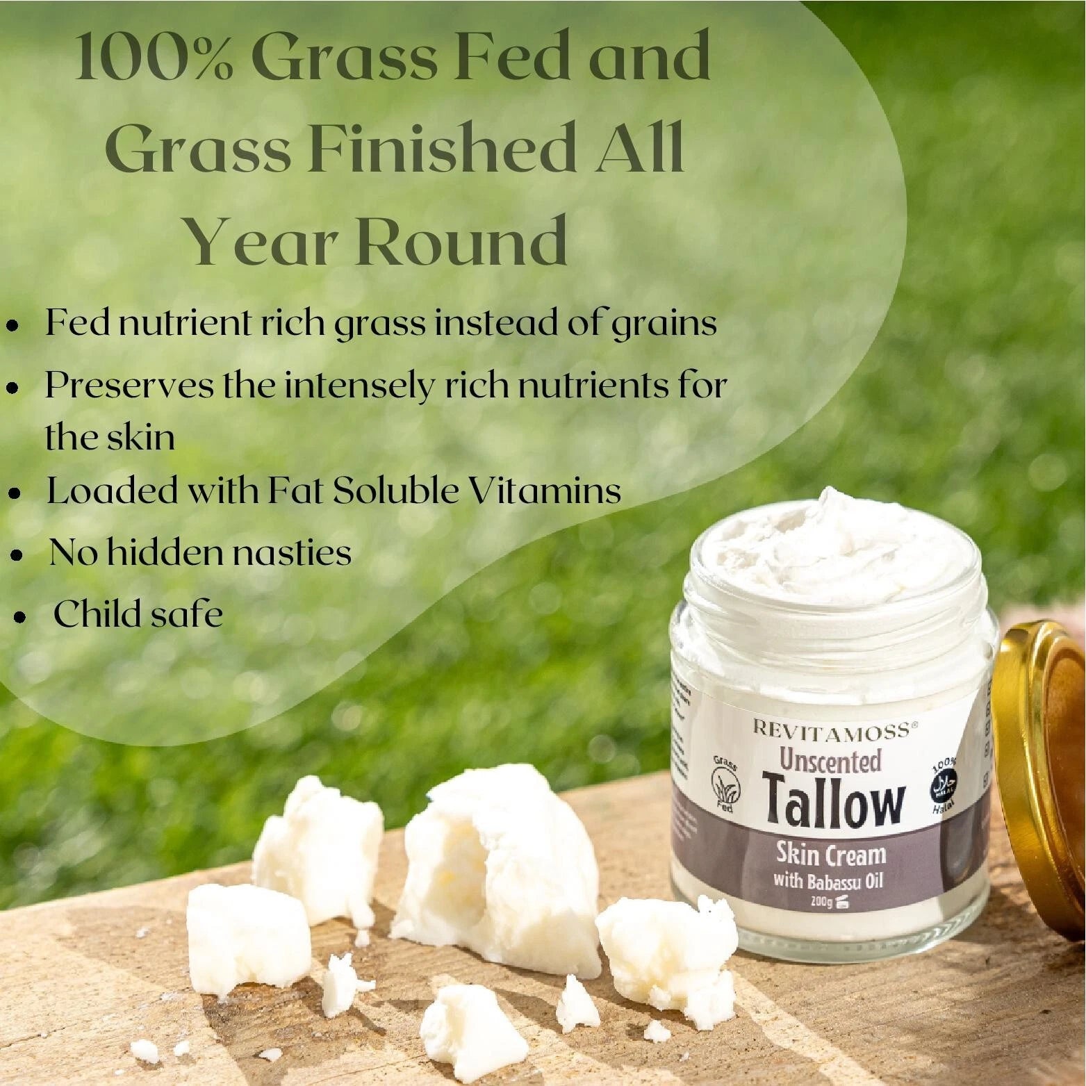 Whipped Halal Tallow Cream Moisturizer for Dry Skin – 200g