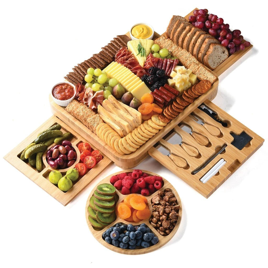 Extra-Large Bamboo Cheese & Charcuterie Board Gift Set