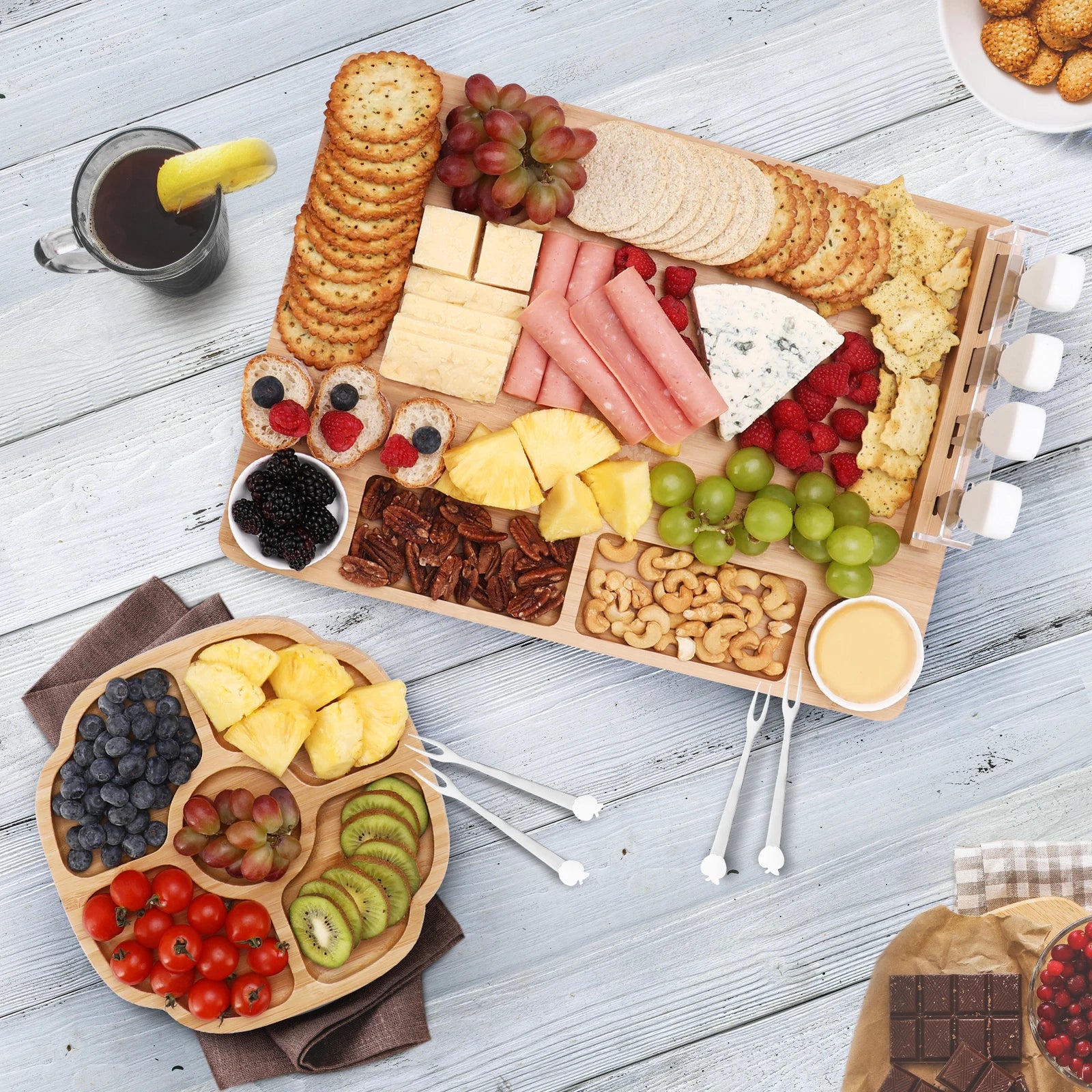 13-Piece Large Bamboo Charcuterie & Cheese Board Set