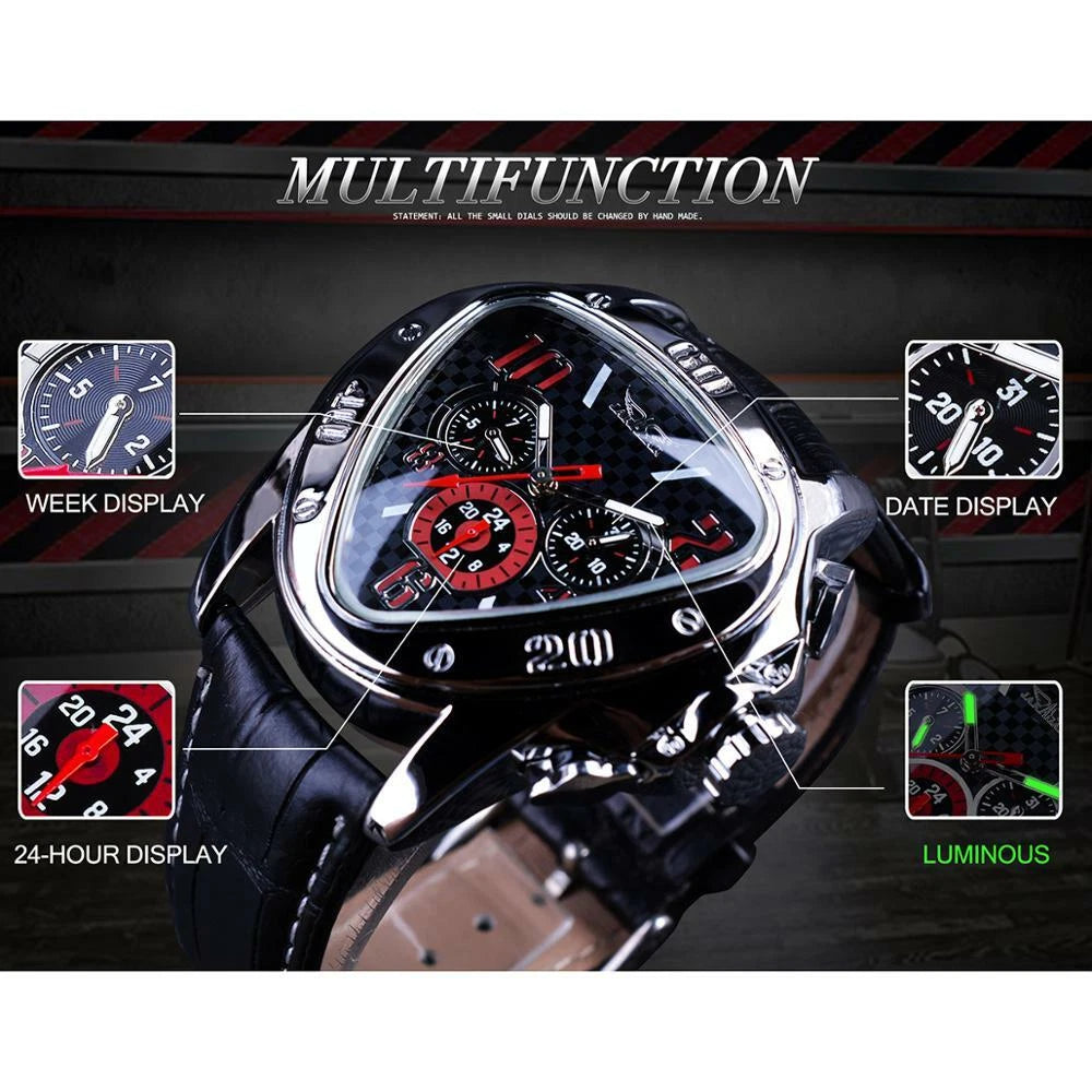 JARAGAR Men’s Geometric Triangle Automatic Mechanical Sports Watch