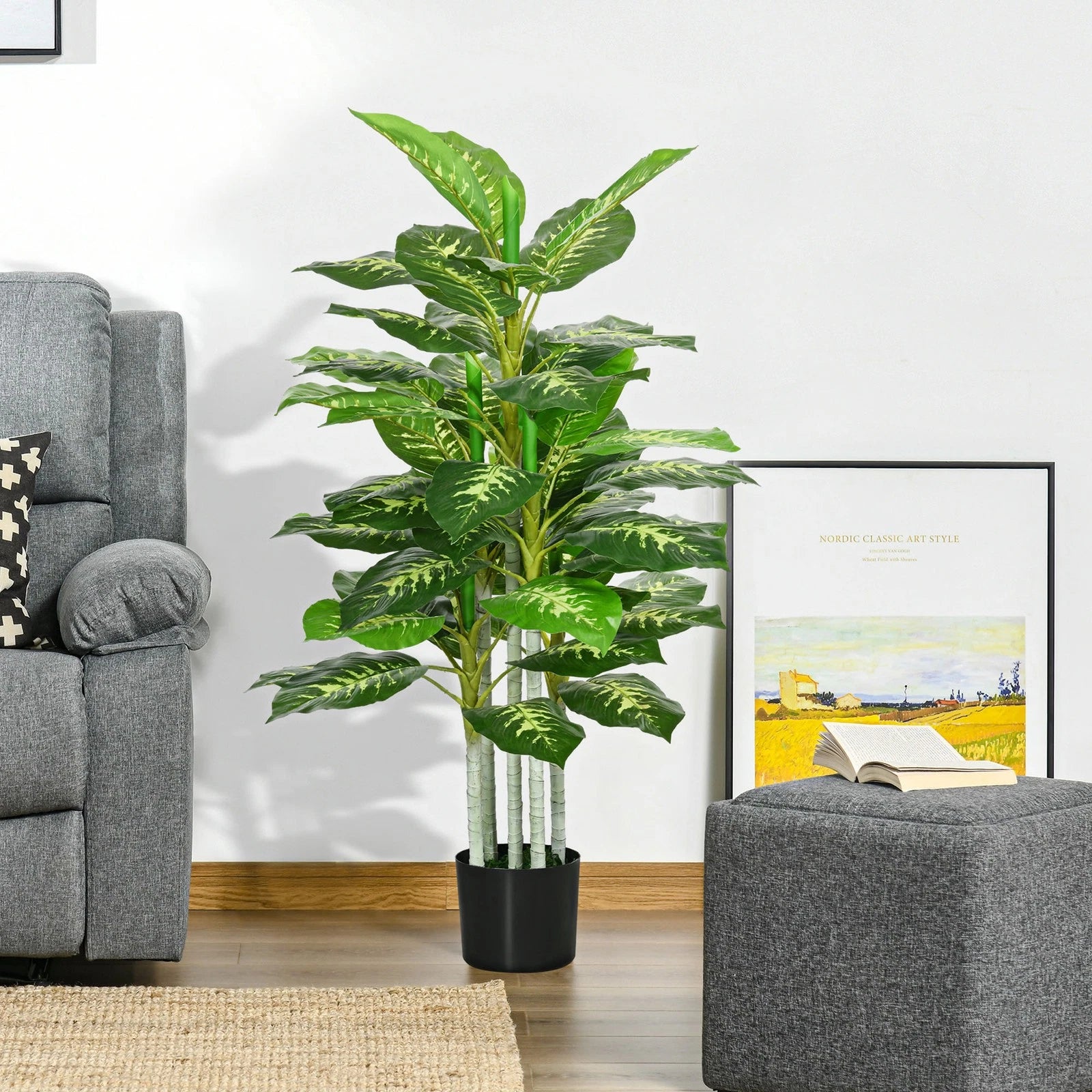 HOMCOM 120cm Artificial Evergreen Tree – Faux Plant in Pot
