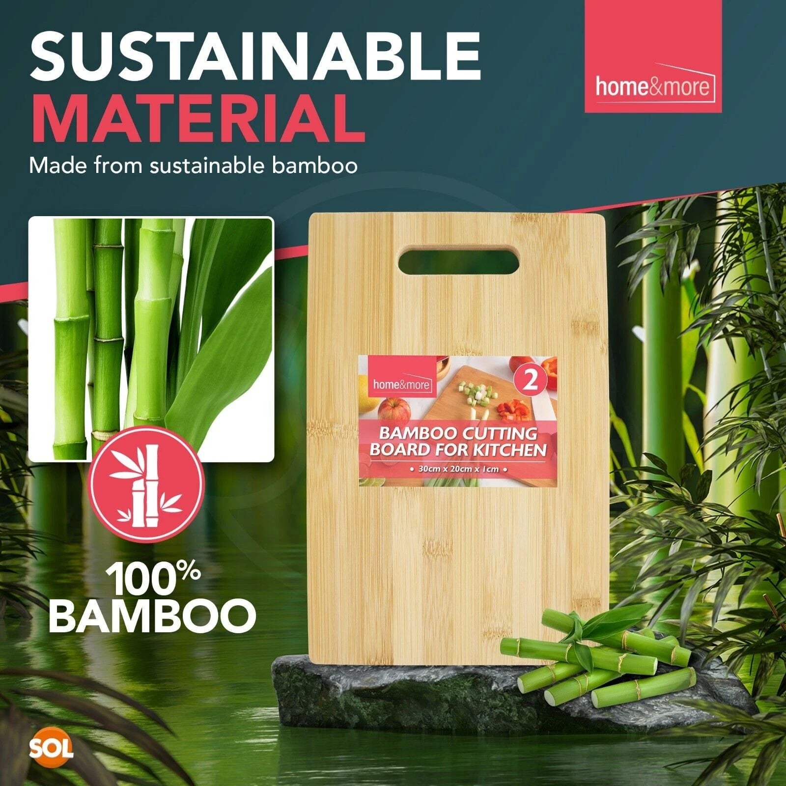 2-Piece Bamboo Wooden Cutting & Serving Board Set