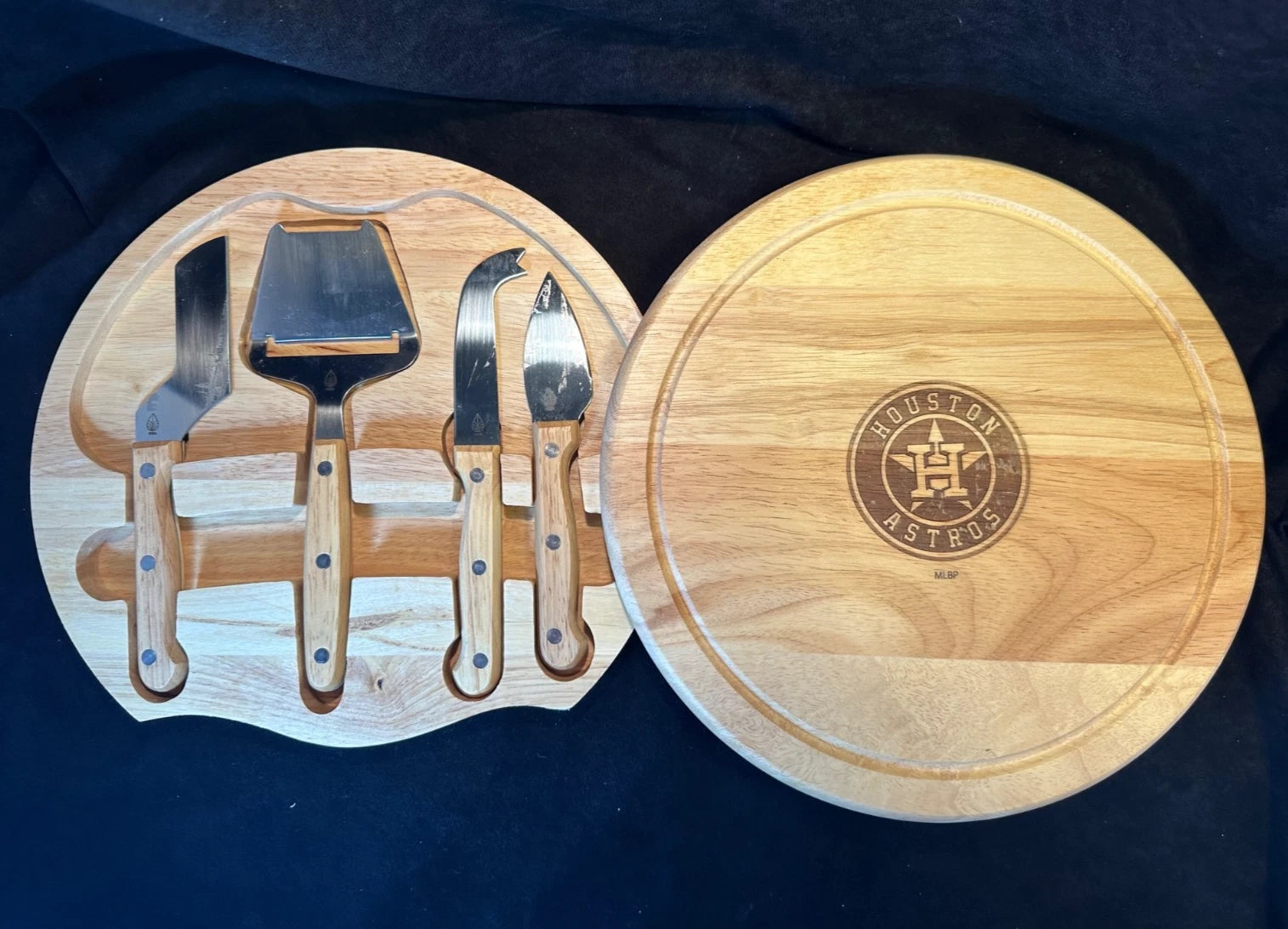 Houston Astros Toscana Solid Wood Cheese Board & Tool Set