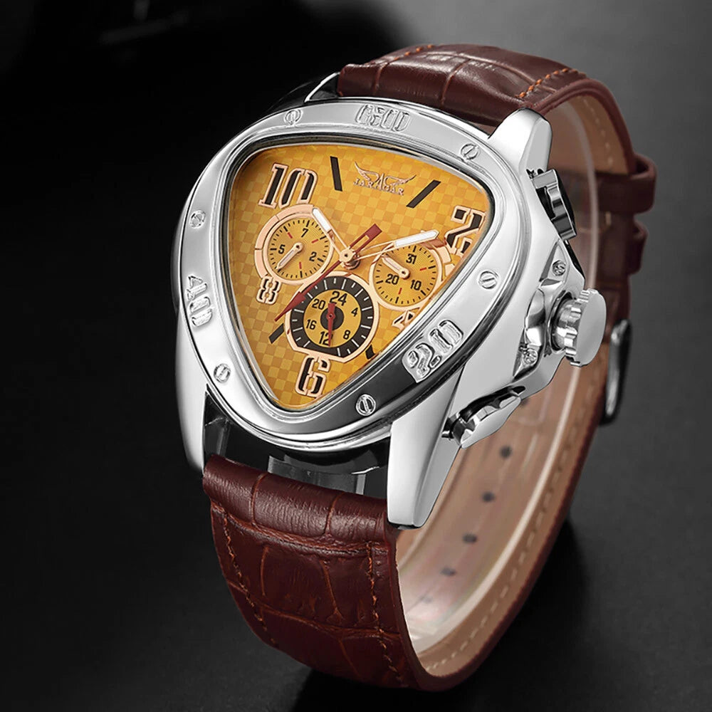 JARAGAR Men’s Geometric Triangle Automatic Mechanical Sports Watch