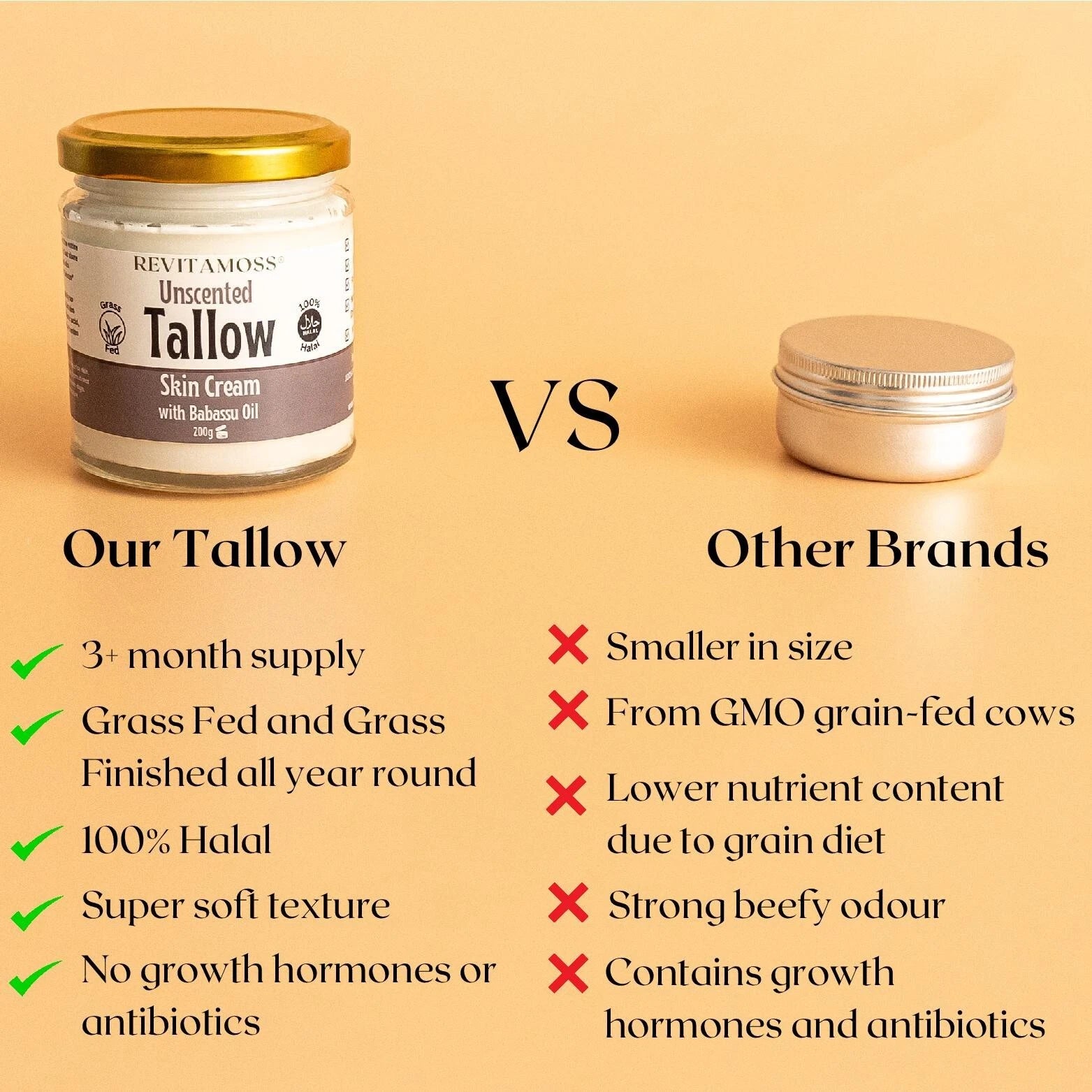 Whipped Halal Tallow Cream Moisturizer for Dry Skin – 200g