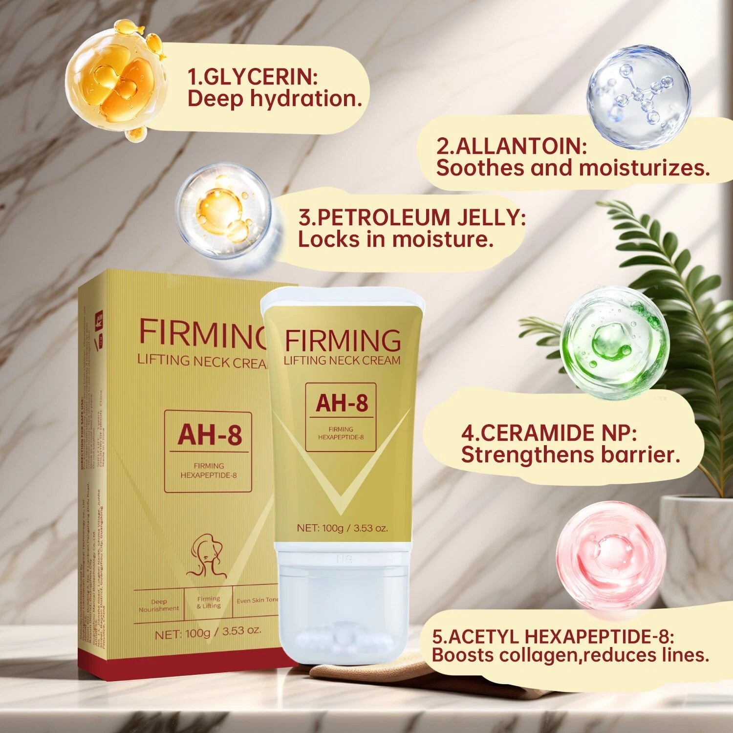 Neck Roller Cream 100g - Firming, Lifting & Smoothing for Youthful Neck Skin