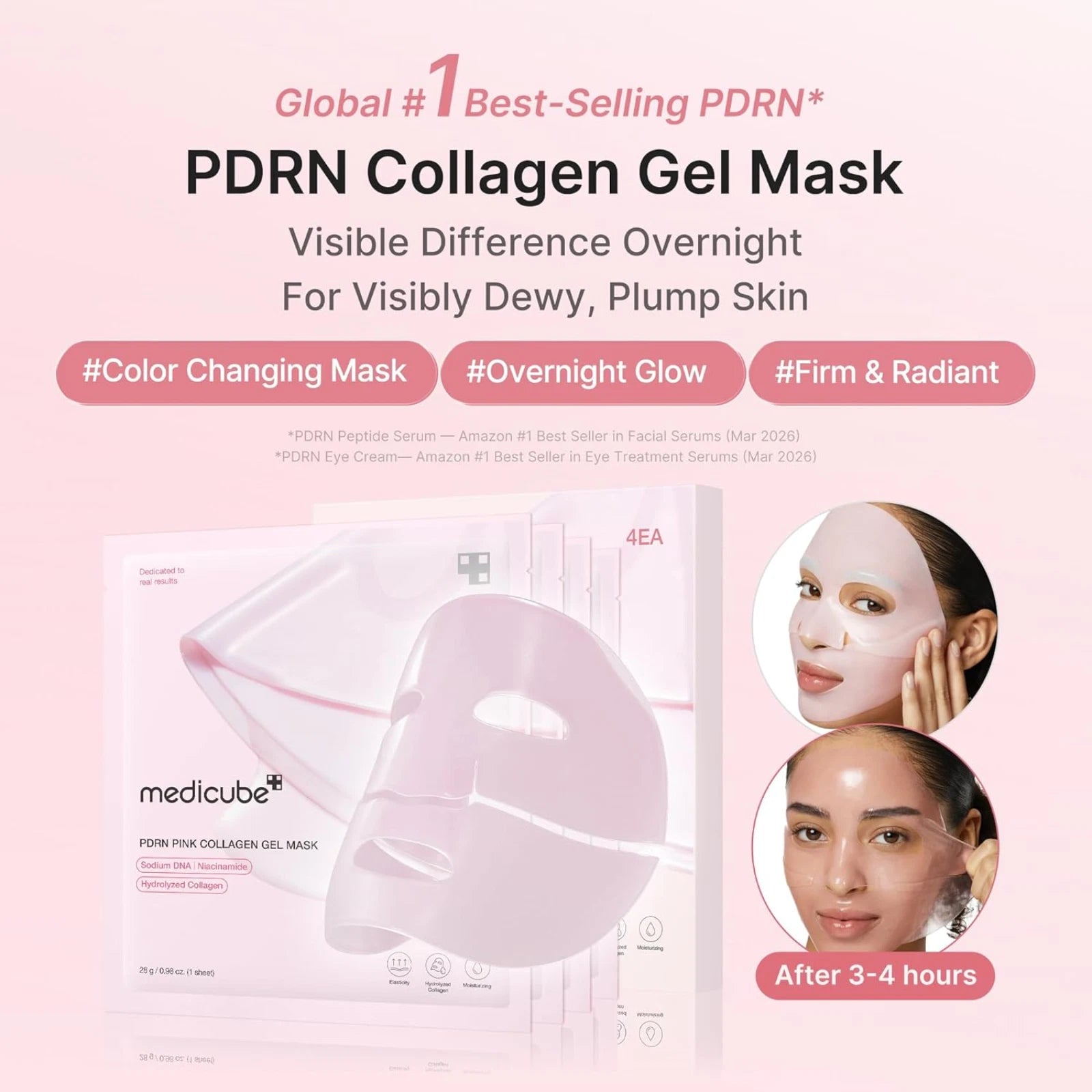 Medicube PDRN Pink Collagen Jelly Mask – 4 x 28g Korean Skincare