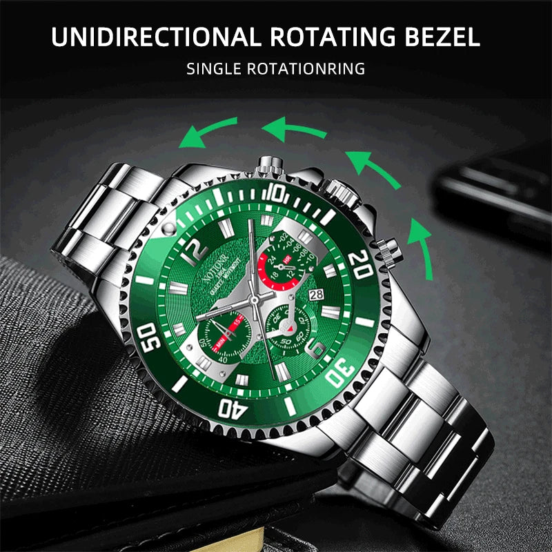 NOTIONR Classic Men’s Steel Quartz Watch – Luminous Waterproof Date