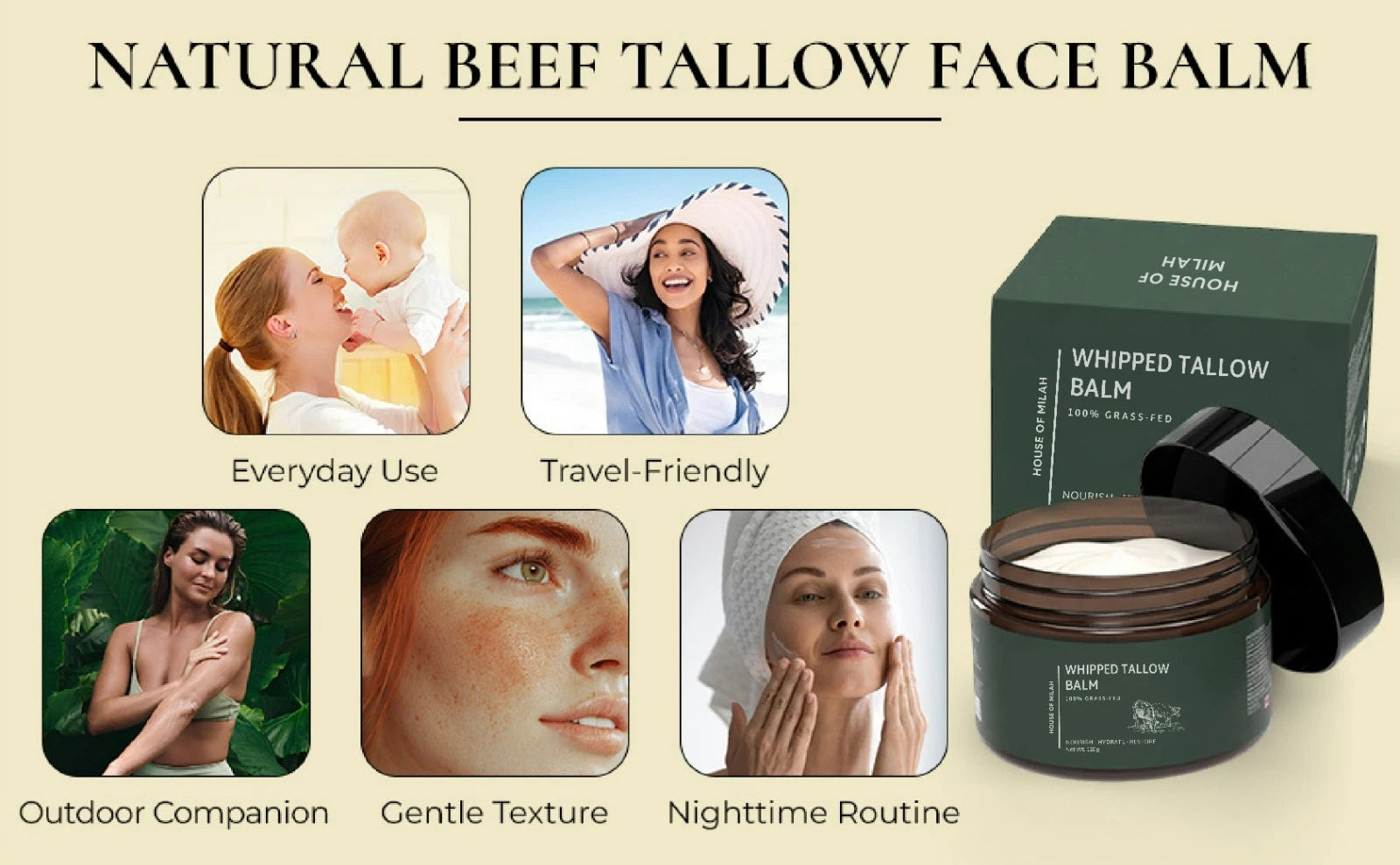 Whipped Beef Tallow Moisturizer – Grass-Fed Tallow Face Balm