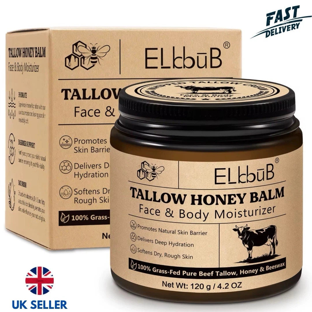 Beef Tallow & Honey Balm Natural Face Moisturizer