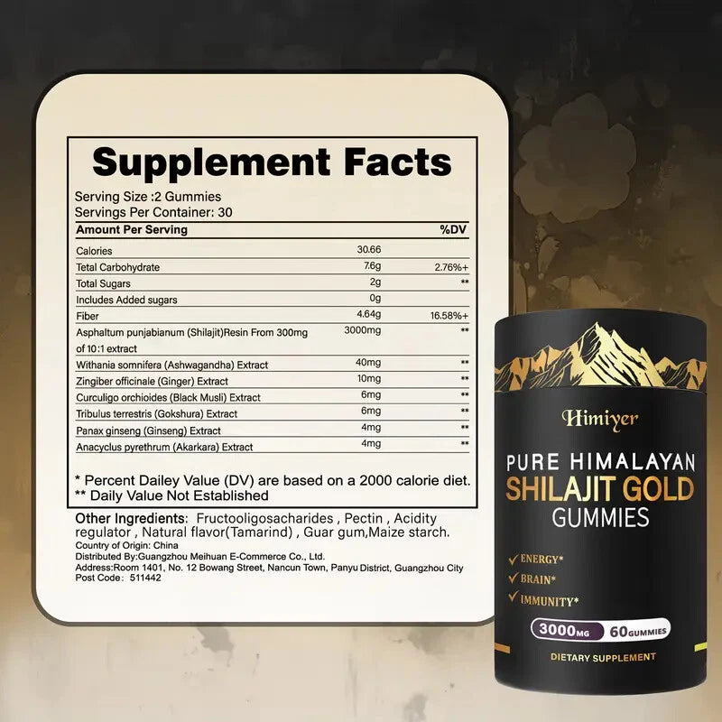 Himalayan Shilajit Gold Gummies – 3000mg | Sugar-Free