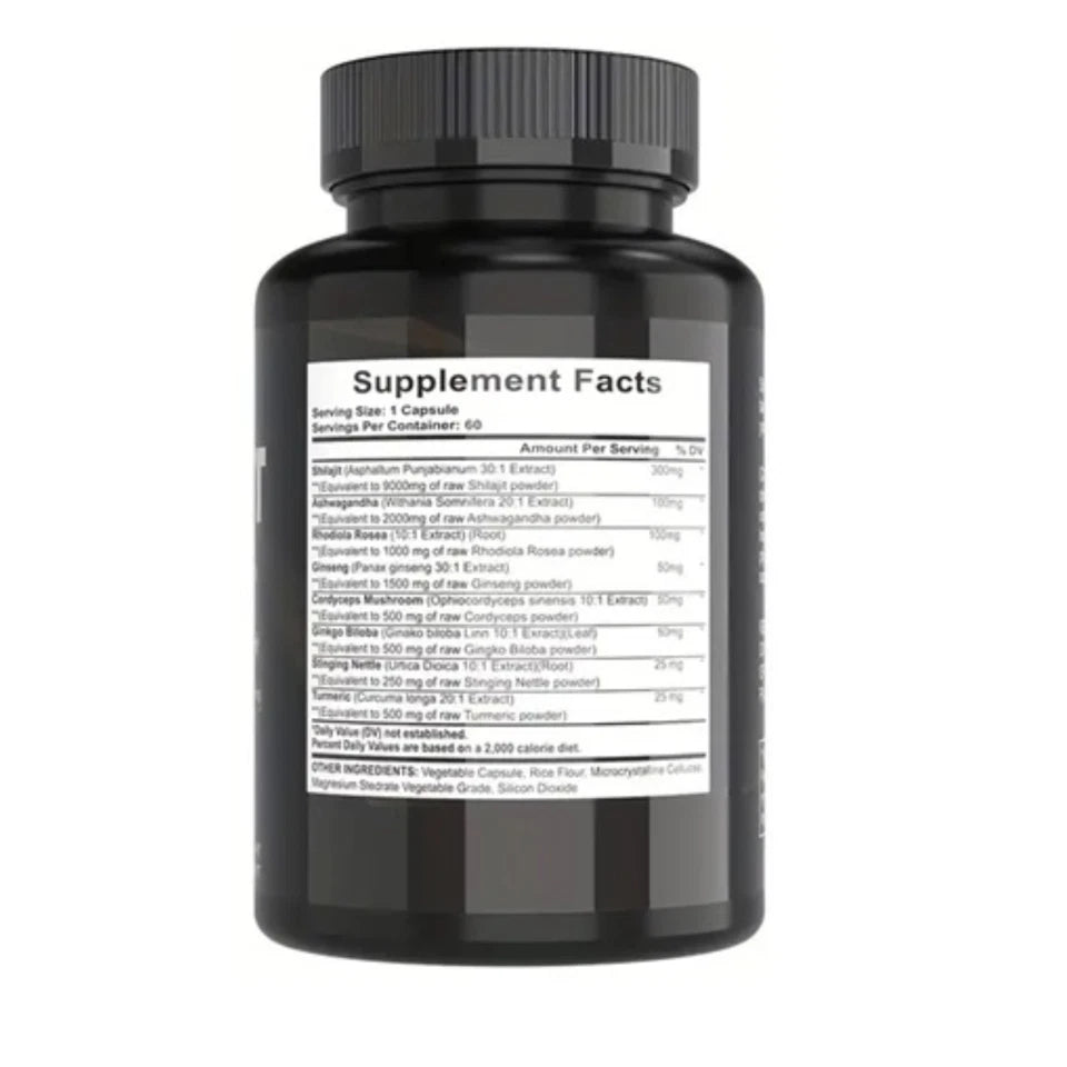Shilajit 21,000mg – 60 Capsules | Fulvic Acid & Rhodiola